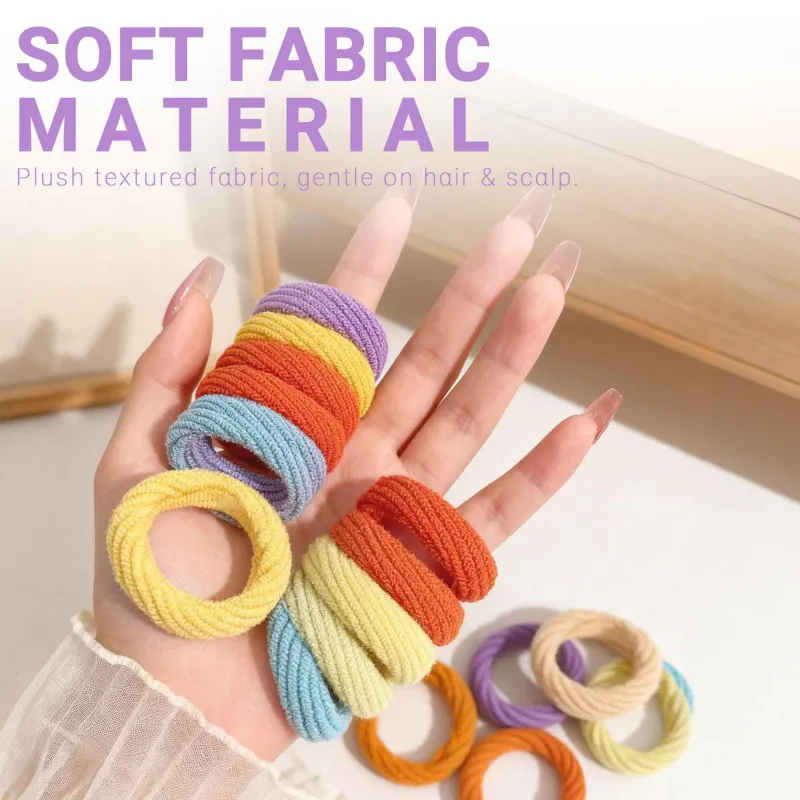 12 boxes Sweet jacquard wave hair ties, seamless and gentle on hair, 10-piece boxed hair elastics, seamless towel hair bands Mixed-3