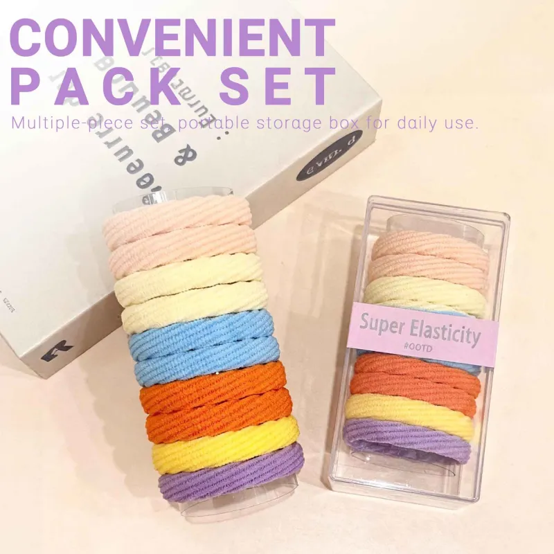 12 boxes Sweet jacquard wave hair ties, seamless and gentle on hair, 10-piece boxed hair elastics, seamless towel hair bands Mixed-5