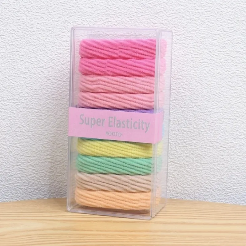 12 boxes Sweet jacquard wave hair ties, seamless and gentle on hair, 10-piece boxed hair elastics, seamless towel hair bands Mixed-2