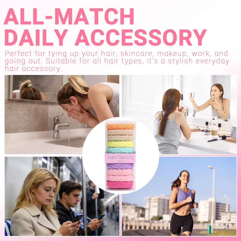 12 boxes Sweet jacquard wave hair ties, seamless and gentle on hair, 10-piece boxed hair elastics, seamless towel hair bands Mixed-6