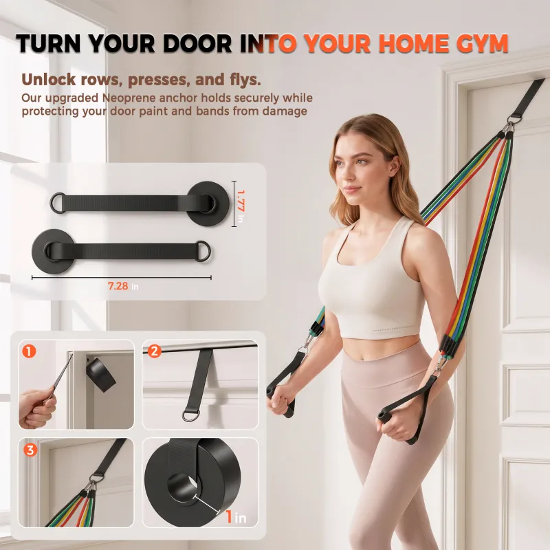 12-Piece Resistance Bands Set with Handles, Door Anchor & Ankle Straps – Home Gym Workout and Strength Training Kit for Men & Women Mixed-3