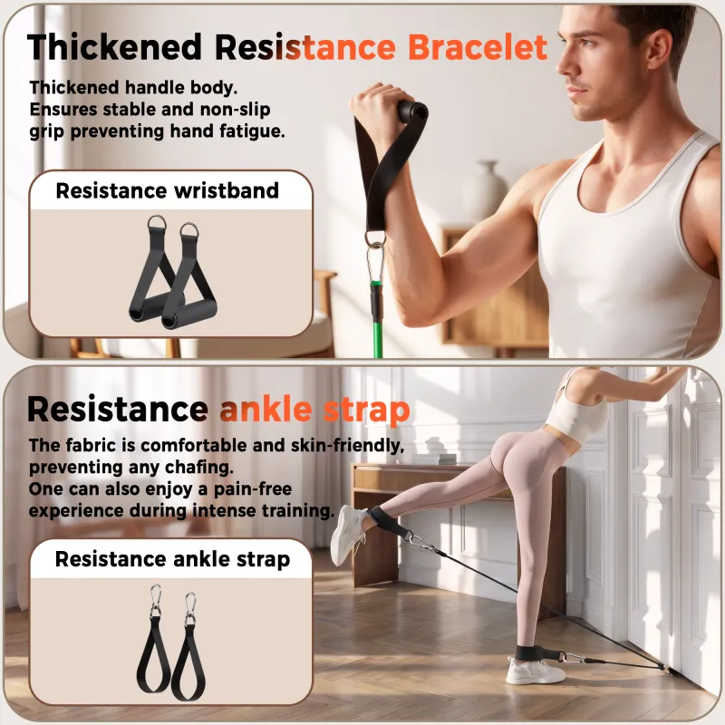 12-Piece Resistance Bands Set with Handles, Door Anchor & Ankle Straps – Home Gym Workout and Strength Training Kit for Men & Women Mixed-4
