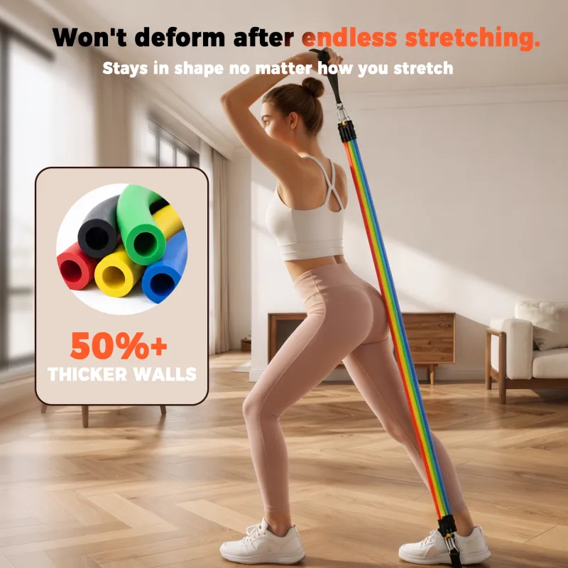 12-Piece Resistance Bands Set with Handles, Door Anchor & Ankle Straps – Home Gym Workout and Strength Training Kit for Men & Women Mixed-6