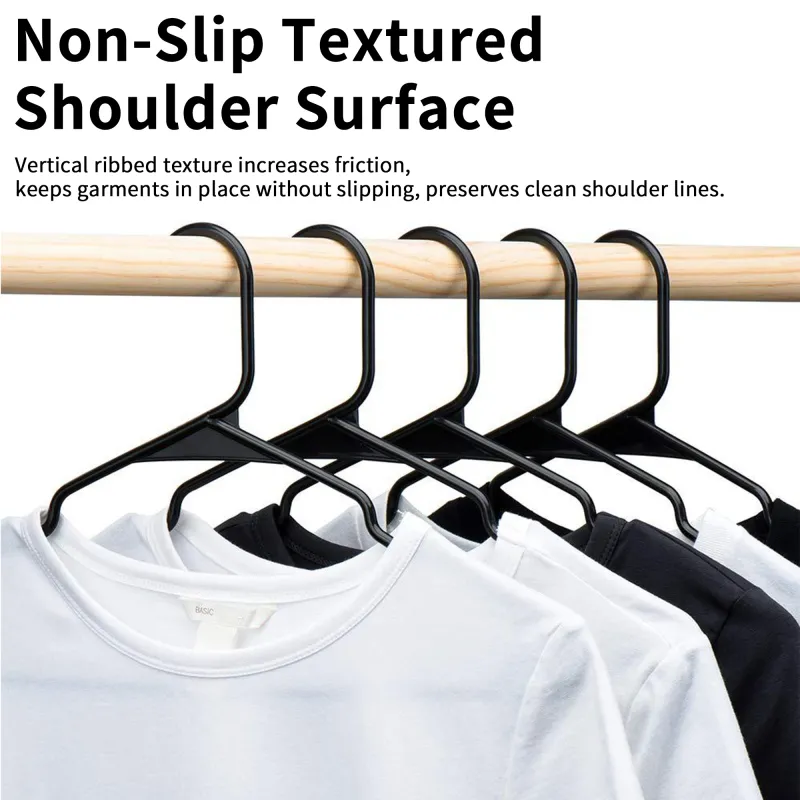 12PCS Plastic Cloth Hangers for Clothes Hanging Wardrobe Hangers for Multipurpose Storage Saree Dress Shirt Pant Trouser Kids Clothes Hangers Black-2