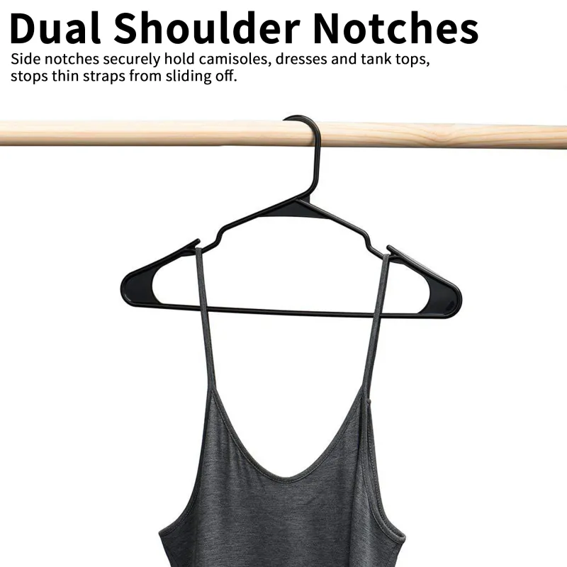 12PCS Plastic Cloth Hangers for Clothes Hanging Wardrobe Hangers for Multipurpose Storage Saree Dress Shirt Pant Trouser Kids Clothes Hangers Black-4