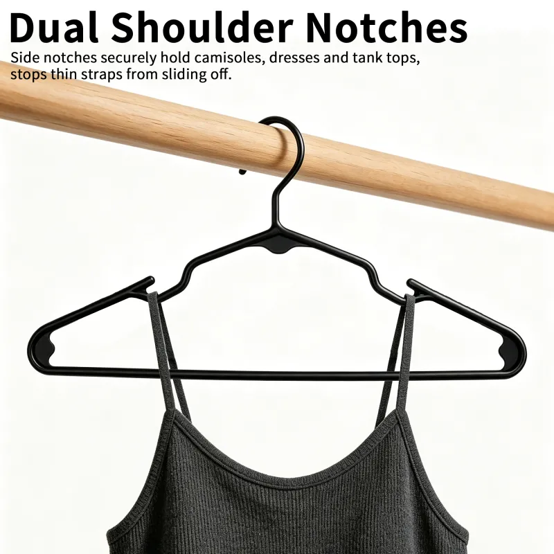 12PCS Plastic Cloth Hangers for Clothes Hanging Wardrobe Hangers for Multipurpose Storage Saree Dress Shirt Pant Trouser Kids Clothes Hangers Black-4