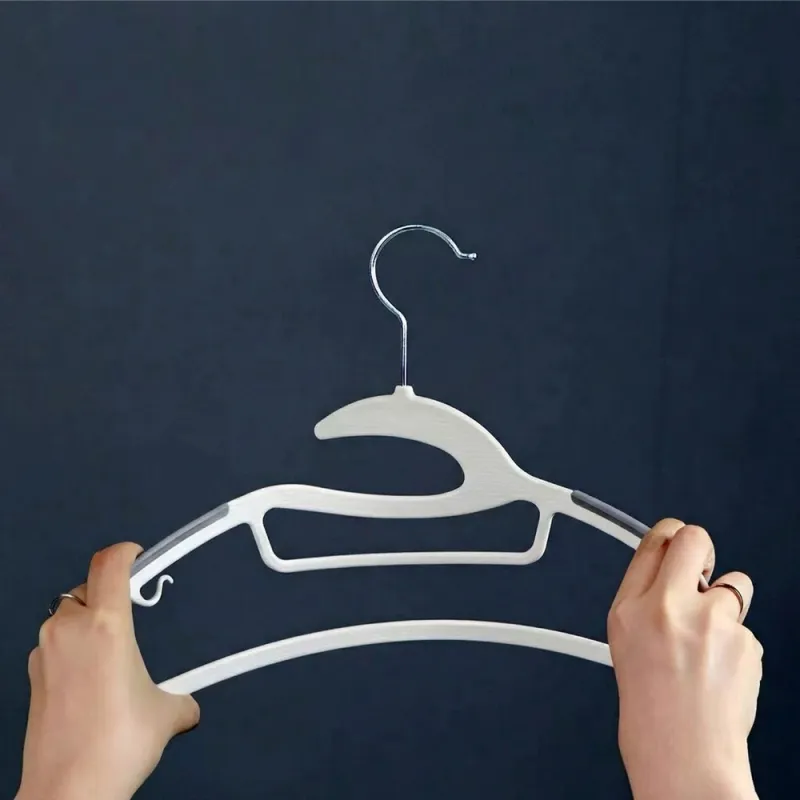 12pcs Plastic Clothes Hangers Dry Wet Hangers Space Saving Clothes Hangers, Durable Clothes Hangers with Non-Slip Pads, Clothes Hanger for Bedroom Closet Wardrobe for Shirts, Pants, Scarves Gray-3