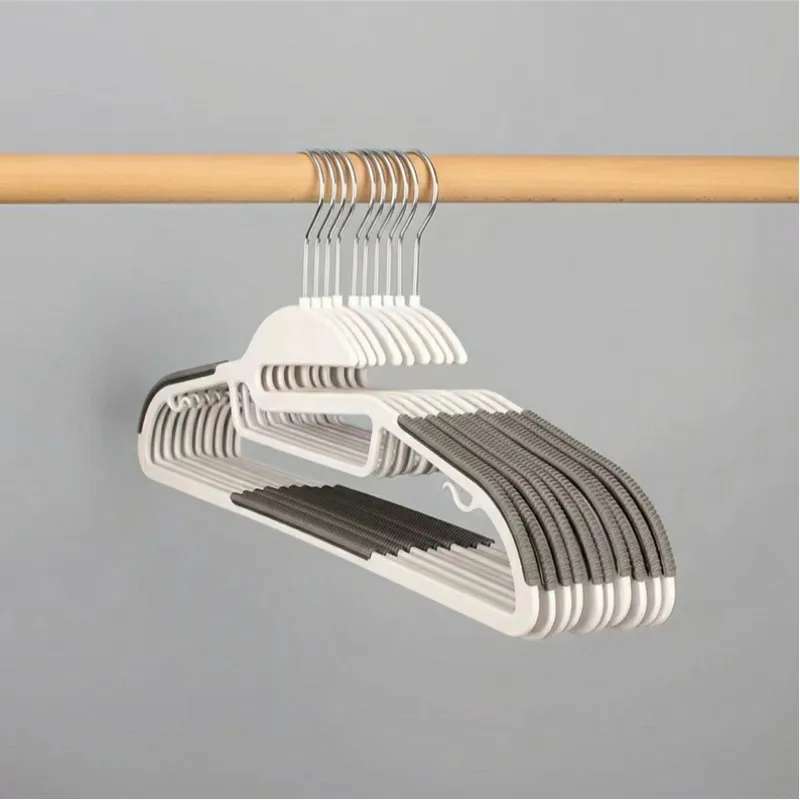 12pcs Plastic Clothes Hangers Dry Wet Hangers Space Saving Clothes Hangers, Durable Clothes Hangers with Non-Slip Pads, Clothes Hanger for Bedroom Closet Wardrobe for Shirts, Pants, Scarves Gray-3