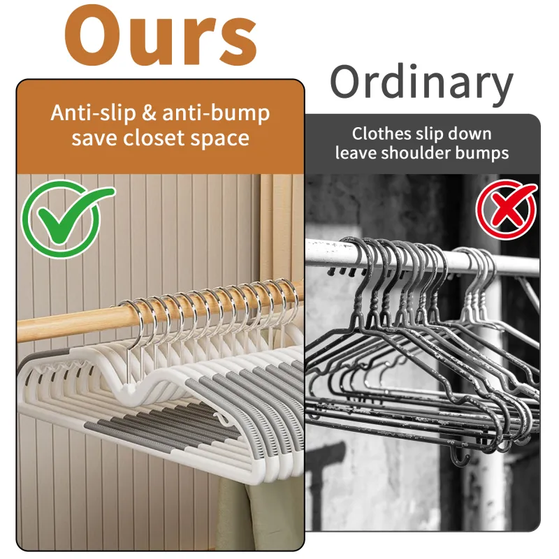 12PCS Plastic Hangers Heavy Duty Clothes Hangers with Non-Slip Pads Space Saving 0.2