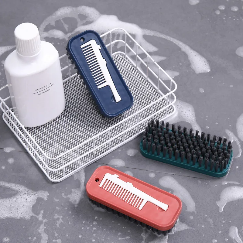 2 in 1 Household Shoe Brush with Cleanning comb Plastic Dense Soft Bristle Laundry Cleaning Brush Green-3