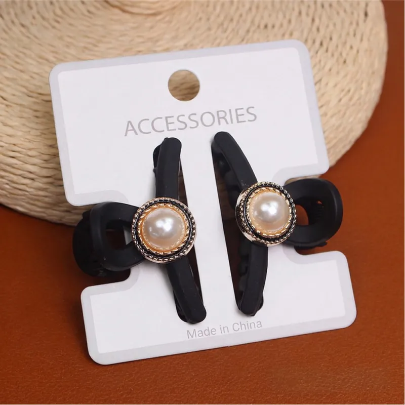 20Pcs High-end Chanel-style hair accessory for styling camellia small claw clips, elegant semi-up hair, shark clips, side bangs hairpin Black-2