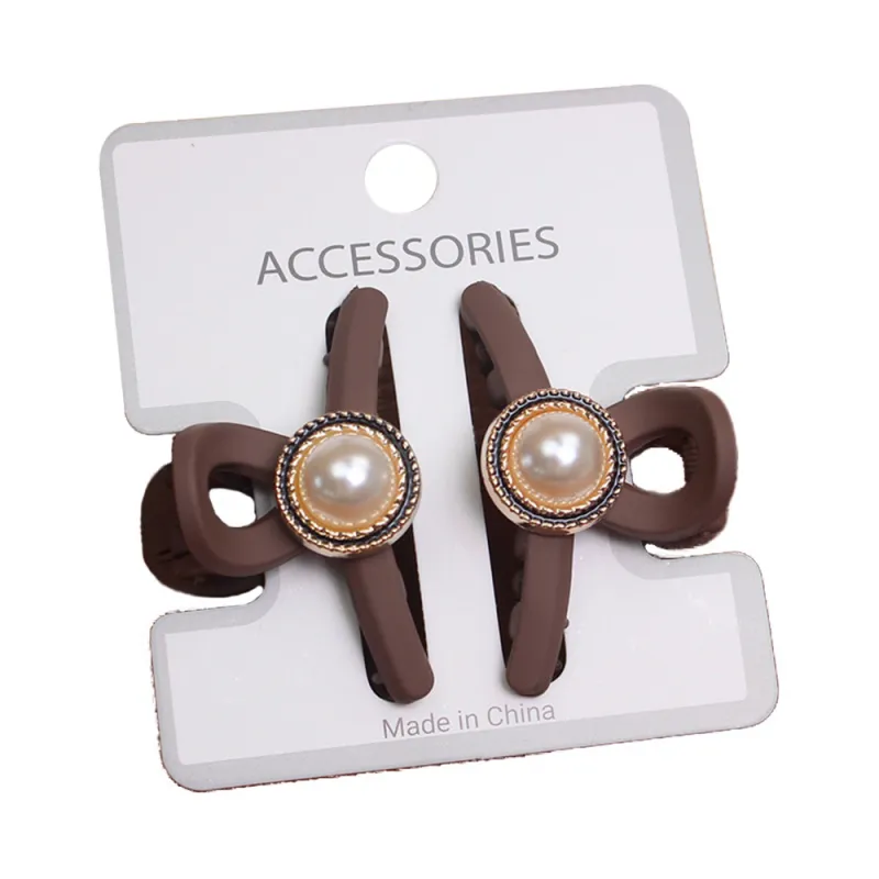 20Pcs High-end Chanel-style hair accessory for styling camellia small claw clips, elegant semi-up hair, shark clips, side bangs hairpin Brown