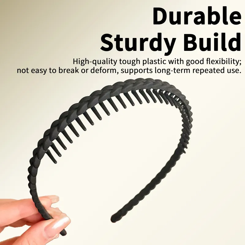 20PCS New toothed non-slip headband, stylish braided design, face-washing hair press clip, hair tidying tool for women Black-4
