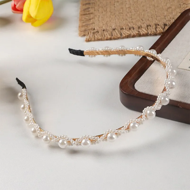 20PCS Pearl Headband for Women, Beaded French Retro Style, Versatile and Elegant Hair Clip Accessory Gold-2