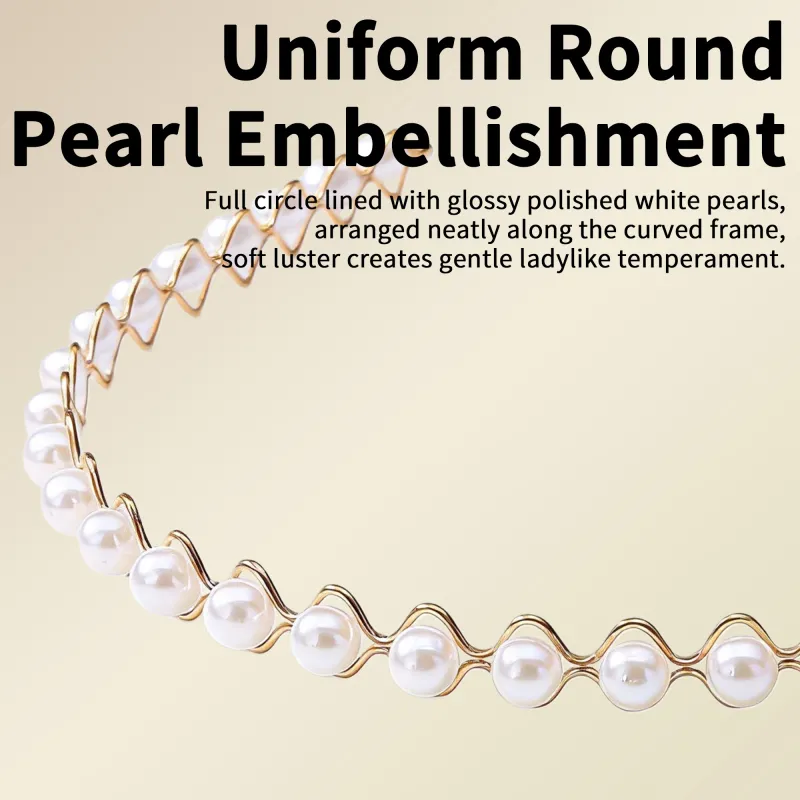 20PCS Pearl Headband for Women, French Retro Style, Versatile and Elegant Hair Clip Accessory Gold-3