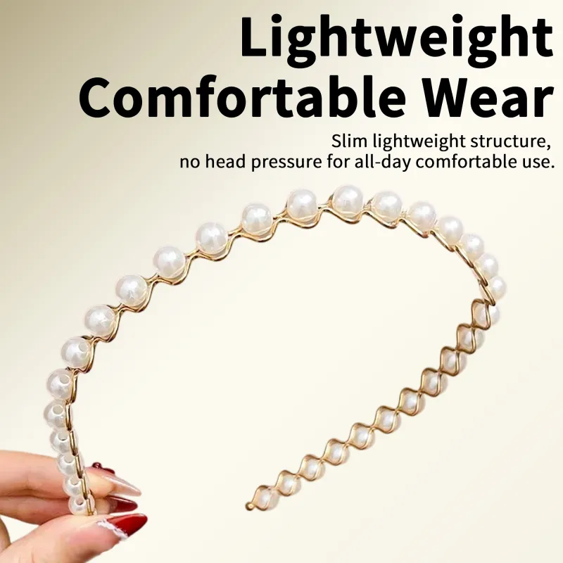 20PCS Pearl Headband for Women, French Retro Style, Versatile and Elegant Hair Clip Accessory Gold-4