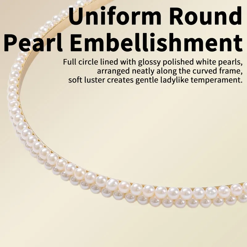 20PCS Pearl Headband for Women, French Retro Style, Versatile and Elegant Hair Clip Accessory Gold-3