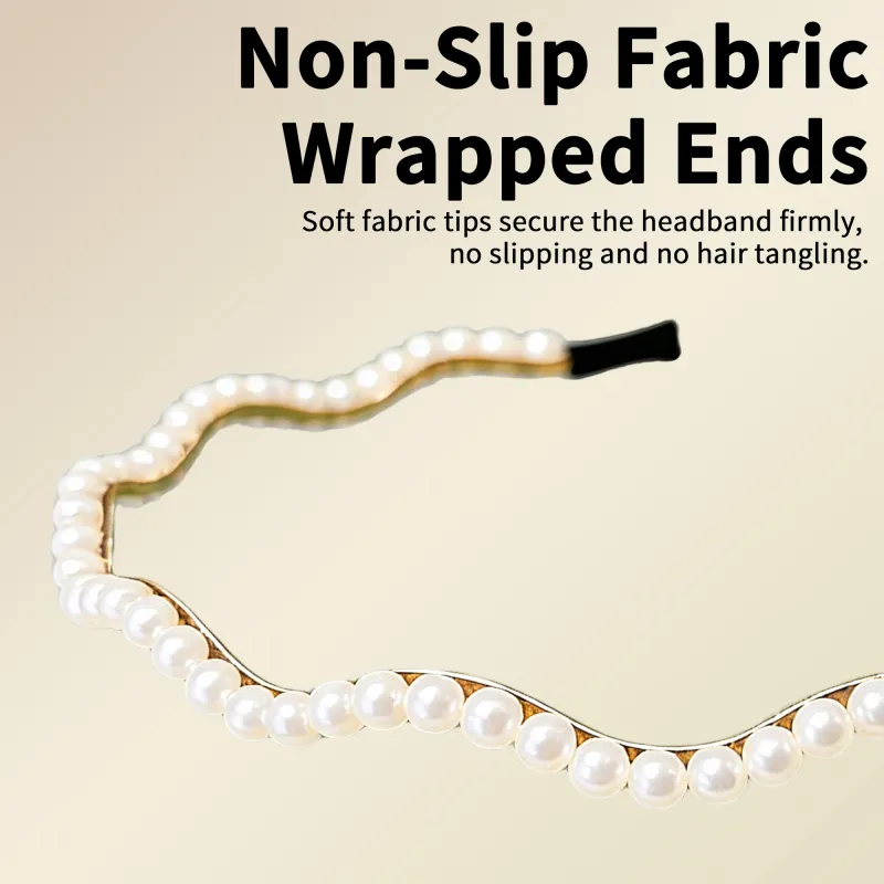 20PCS Pearl Headband for Women, Waves French Retro Style, Versatile and Elegant Hair Clip Accessory Gold-3