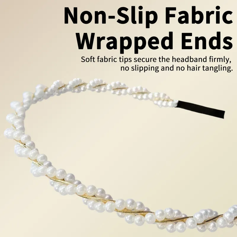 20PCS Pearl Headband for Women, Winding French Retro Style, Versatile and Elegant Hair Clip Accessory Gold-3