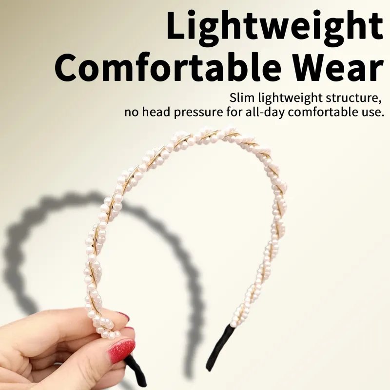 20PCS Pearl Headband for Women, Winding French Retro Style, Versatile and Elegant Hair Clip Accessory Gold-4