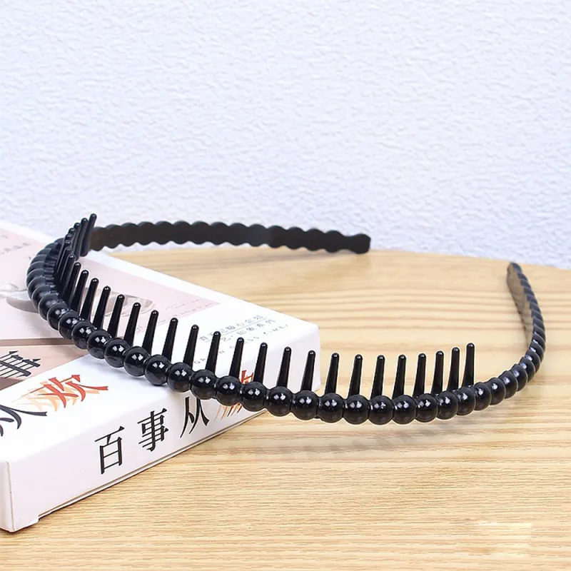 20PCS Simple basic black toothed headband, scratch-free spray-painted hairband, children's hair clip, Korean-style hair accessory Black-2