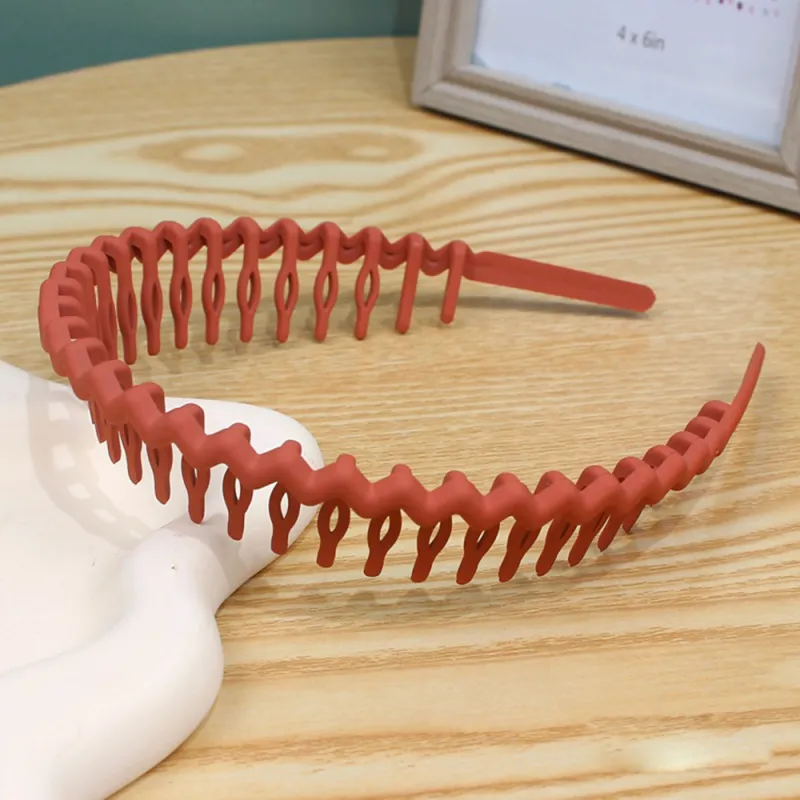 20PCS Simple basic black toothed headband, scratch-free spray-painted hairband, children's hair clip, Korean-style hair accessory Red-2