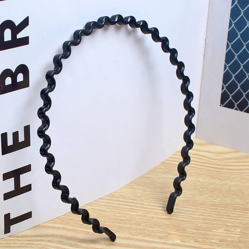 20PCS Simple basic black toothed headband, scratch-free spray-painted hairband, children's hair clip, Wave Korean-style hair accessory 5mm Black-2