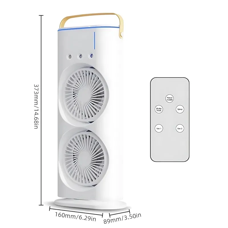 VoVoDeal Double-Ended Spray Fan with 3-Hole Mist, Portable Oscillating Misting Fan with RGB Atmosphere Light, 1800mAh Rechargeable Desktop Fan for Home & Office White-9