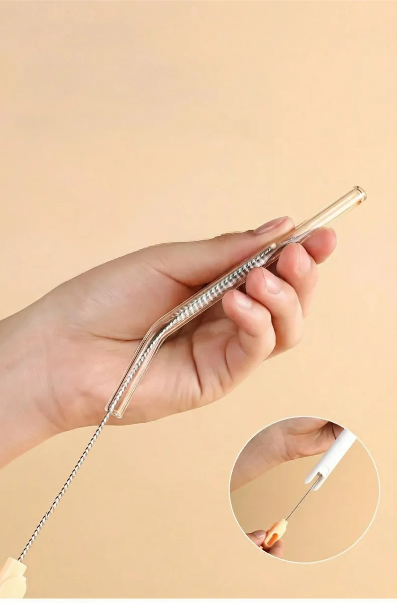 3-in-1 double-ended bottle brush, a versatile household cleaning brush with sponge for washing cups and bottles. White-2