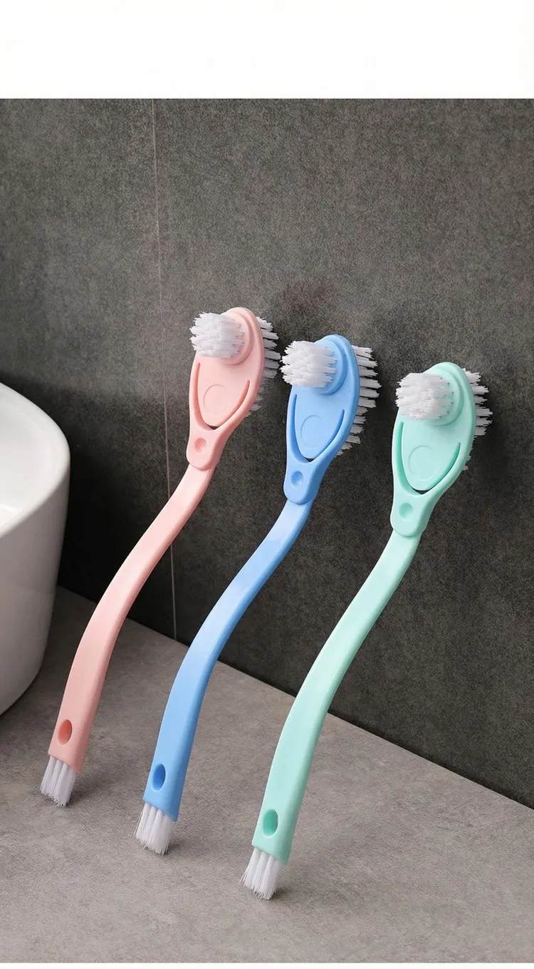 3 in 1 Plastic Soft Bristle Brush, Three-Head Shoe Brush, Laundry Brush, Small Scrub Brush Blue-1