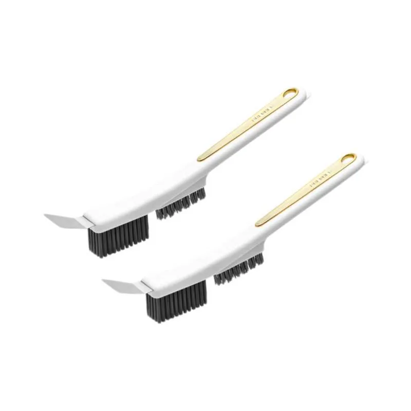 3 in 1 stovetop brush, gas stove cleaning brush with steel bristles and small scraper for cleaning pots and pans.