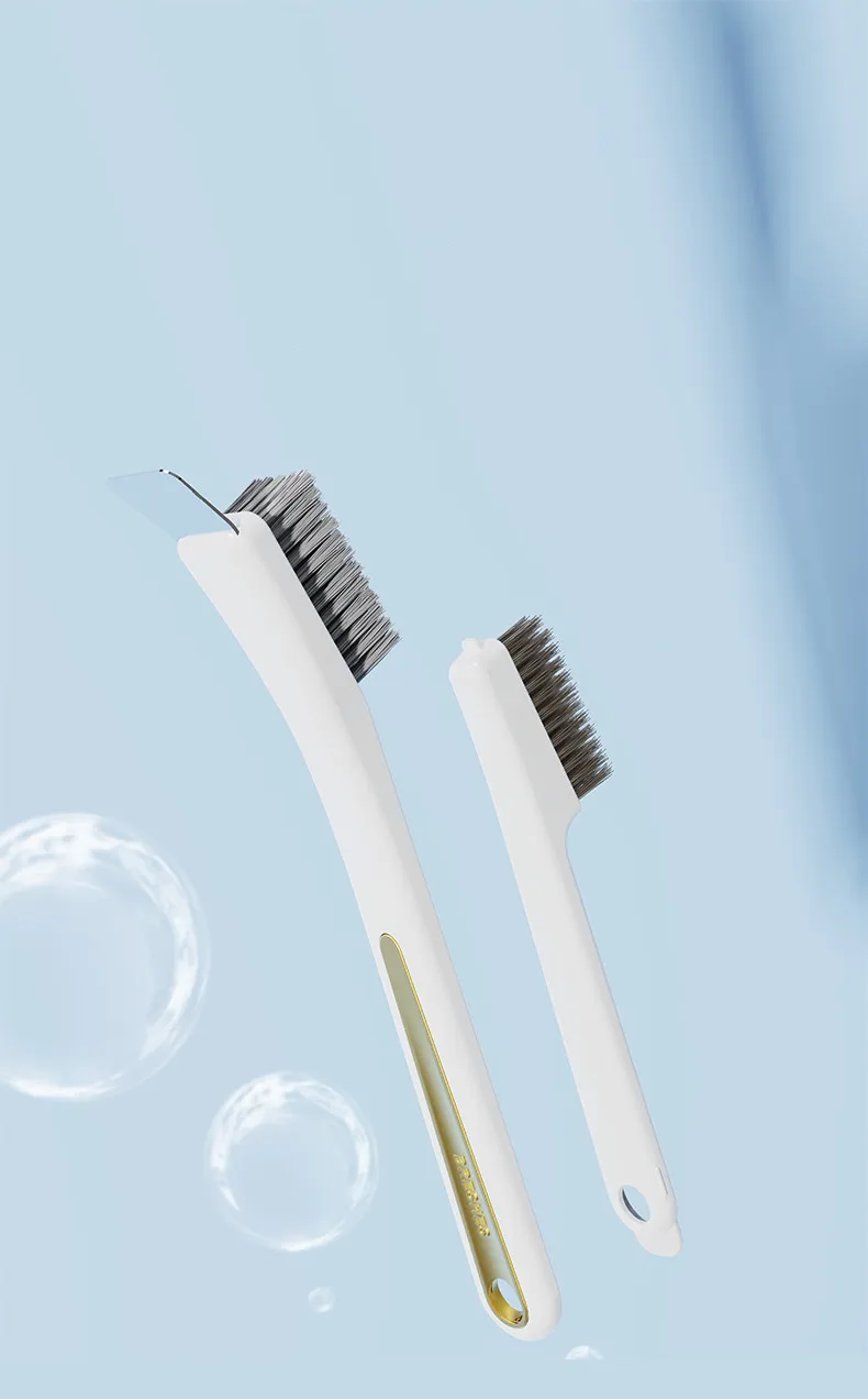 3 in 1 stovetop brush, gas stove cleaning brush with steel bristles and small scraper for cleaning pots and pans. White-1