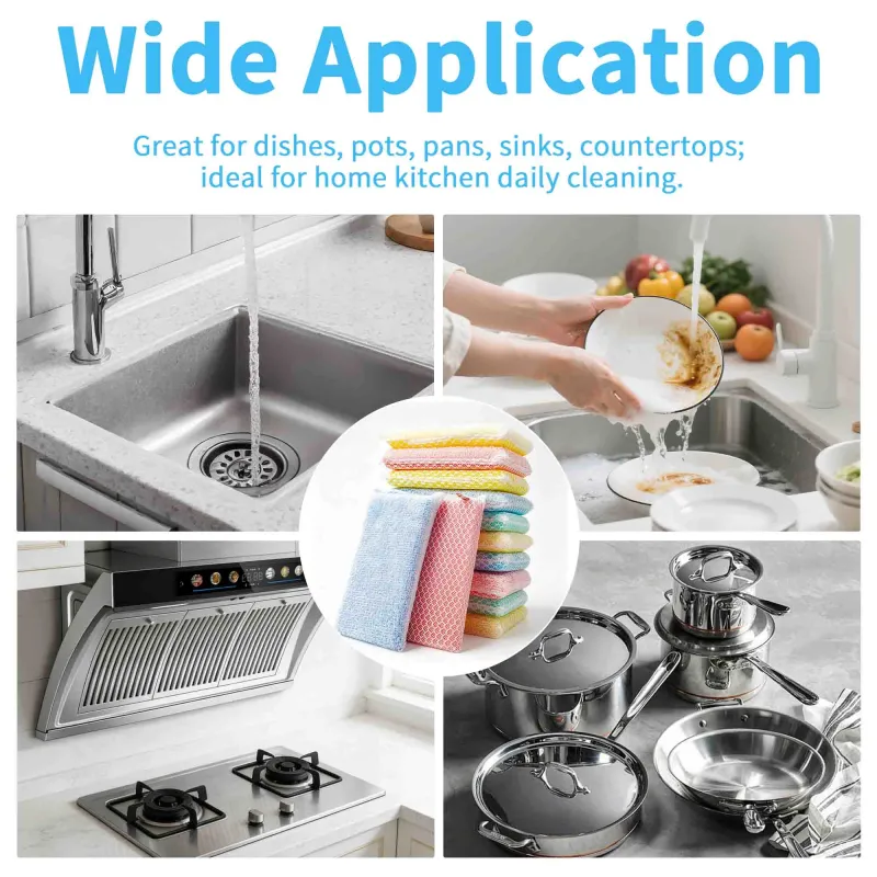 3 PCS Mesh Cleaning Sponge, Bamboo Fiber Dish Cloth, Kitchen Household Cleaning Double-Sided Sponge Block Mixed-6