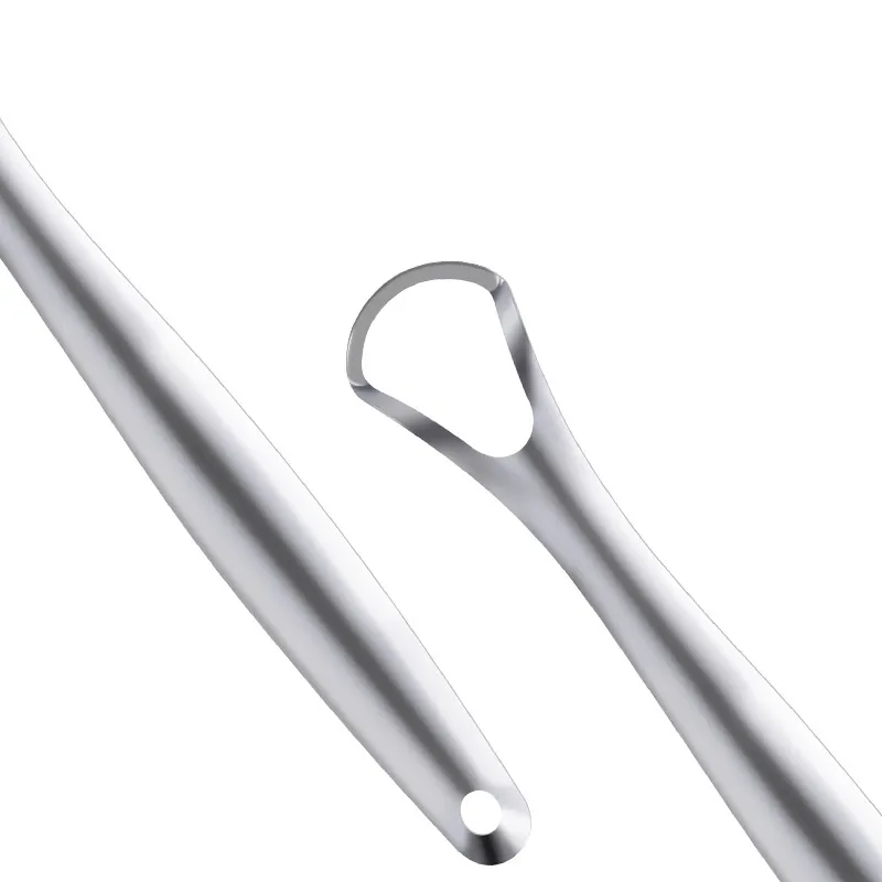 4 in 1 Stainless steel tongue scraper for removing bad breath, oral cleaning tool, tongue cleaner Silver-2