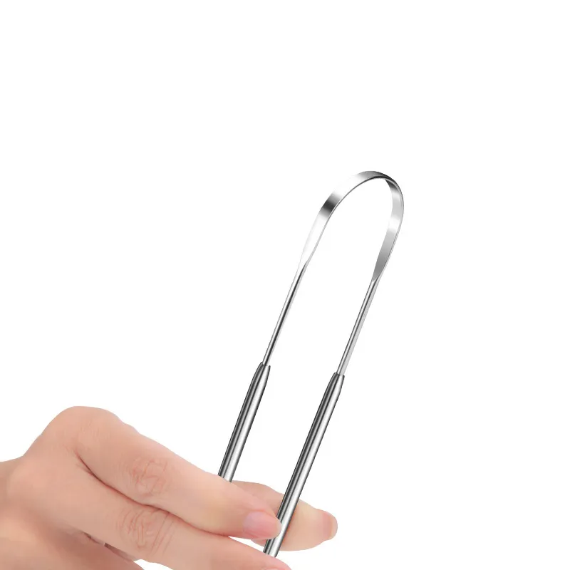 4 in 1 Stainless steel tongue scraper for removing bad breath, oral cleaning tool, tongue cleaner Silver-3