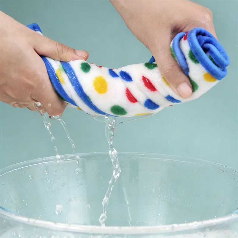 5 PCS Coral fleece polka dot dishcloth, dishwashing polka dot square towel, household hand towel with hanging rope Mixed-3