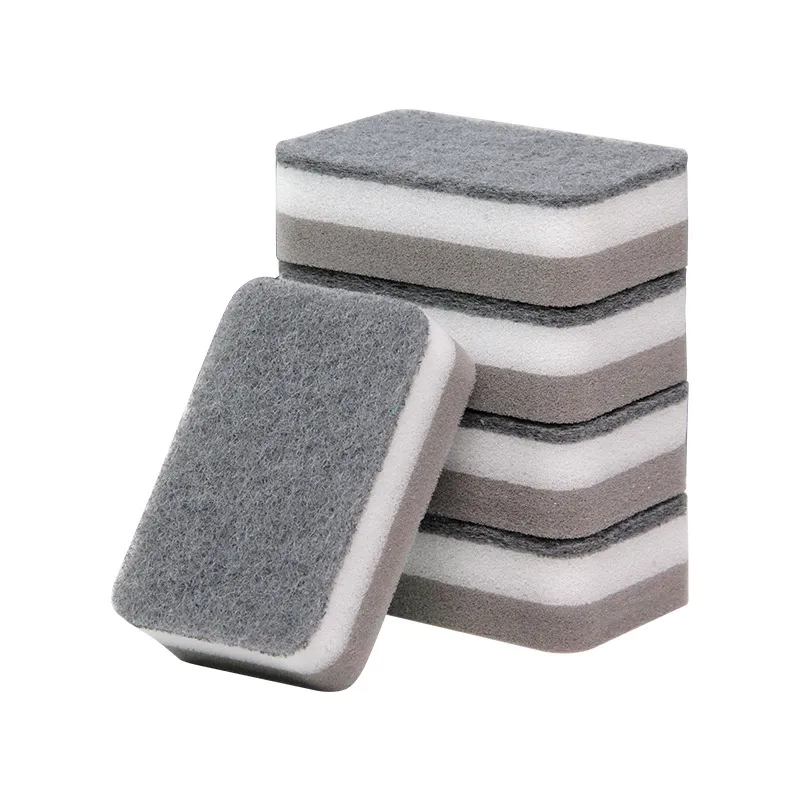 5 PCS Double-sided sponge for kitchen cleaning, dishwashing sponge block, high-density thickened sponge scouring pad