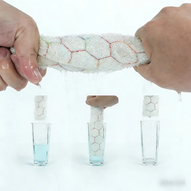 5 PCS Double-sided thickened bubble cotton dishcloth, highly absorbent, non-greasy,  a versatile alternative to steel wool scouring pads. White-2