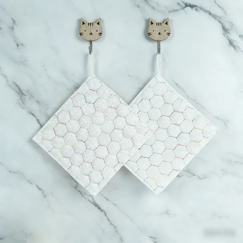 5 PCS Double-sided thickened bubble cotton dishcloth, highly absorbent, non-greasy,  a versatile alternative to steel wool scouring pads. White-3