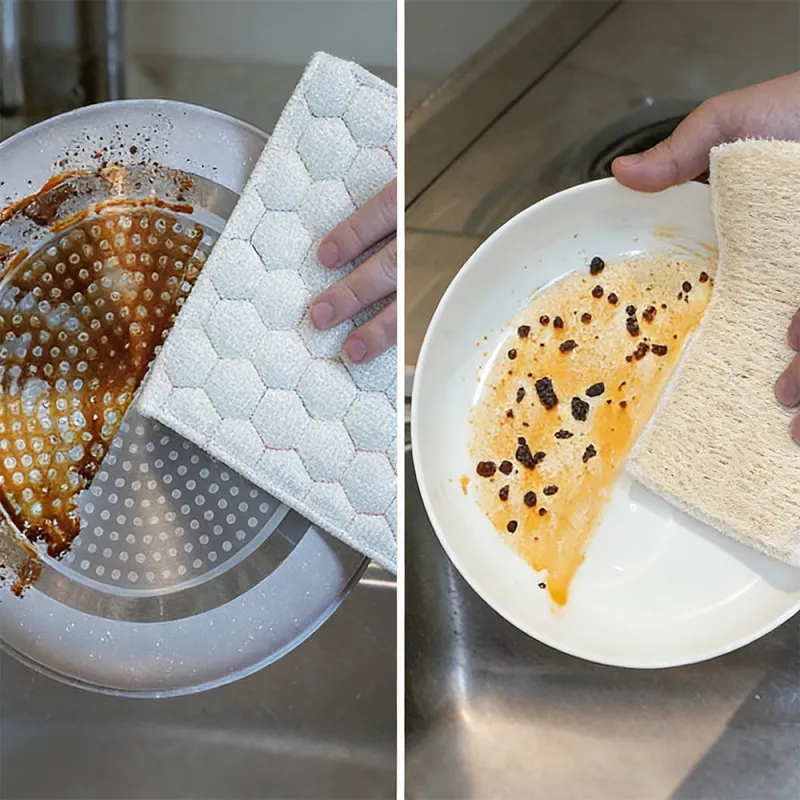 5 PCS Double-sided thickened bubble cotton dishcloth, highly absorbent, non-greasy,  a versatile alternative to steel wool scouring pads. White-5