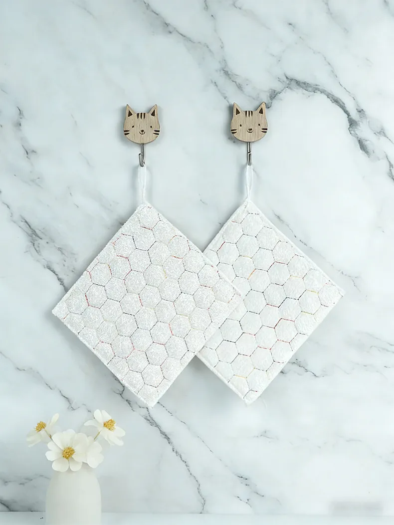 5 PCS Double-sided thickened bubble cotton dishcloth, highly absorbent, non-greasy,  a versatile alternative to steel wool scouring pads. White-1