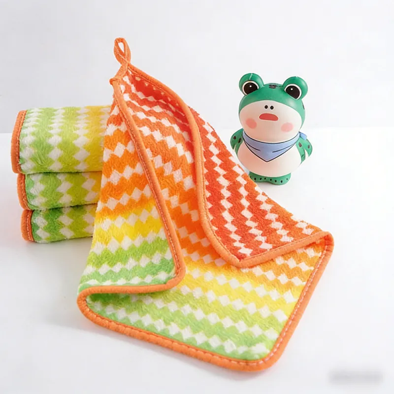 5 PCS New thickened rainbow striped dishcloth, household use, highly absorbent, lint-free, non-stick, oil-resistant scouring pad for washing dishes. Mixed-4