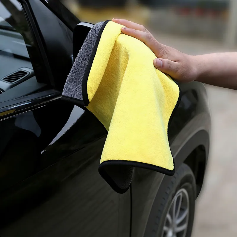 5 PCS Thick Lint & Streak-Free Multipurpose Cloths Automotive Microfibre Towels for Car Bike Cleaning Polishing Washing & Detailing. Yellow-5