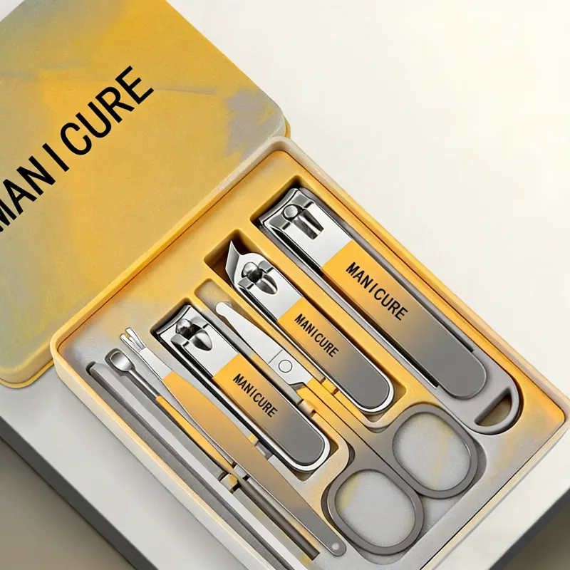 7 in 1 German-made portable anti-splash nail clipper set, nail trimmer, nail art and manicure nail clipper set Brown-3