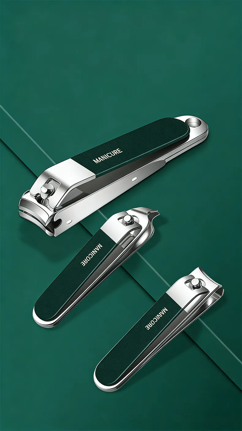 7 in 1 German nail clipper set with case, household ear pick, wide-opening nail clippers, manicure tools. Green-3