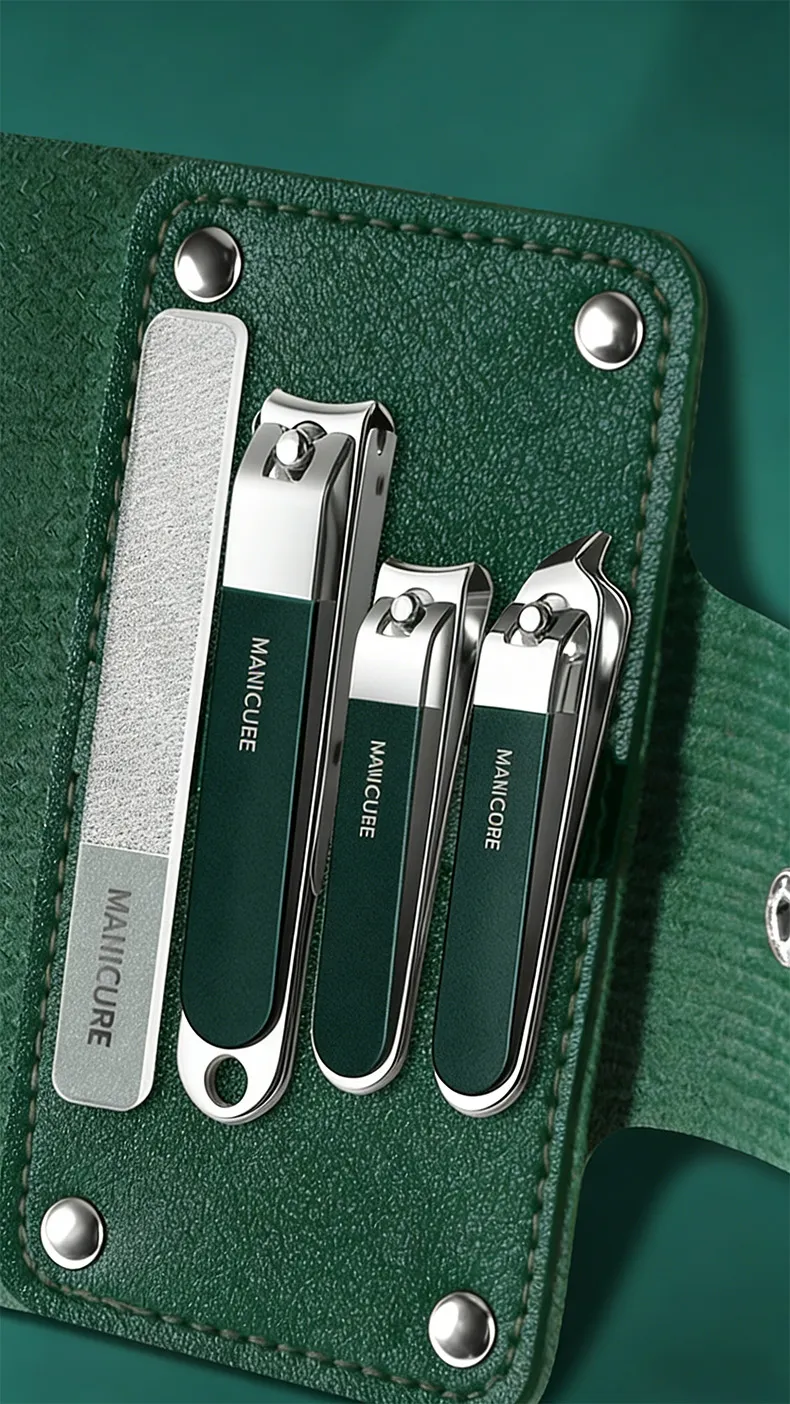 7 in 1 German nail clipper set with case, household ear pick, wide-opening nail clippers, manicure tools. Black-2