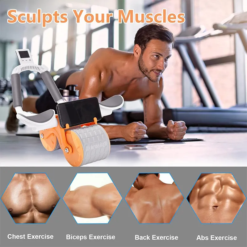 VovoDeal Automatic Rebound Ab Roller - Pro Elbow Support Core Trainer for Men Orange-5