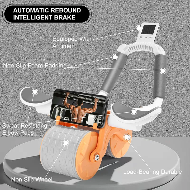 VovoDeal Automatic Rebound Ab Roller - Pro Elbow Support Core Trainer for Men Orange-6
