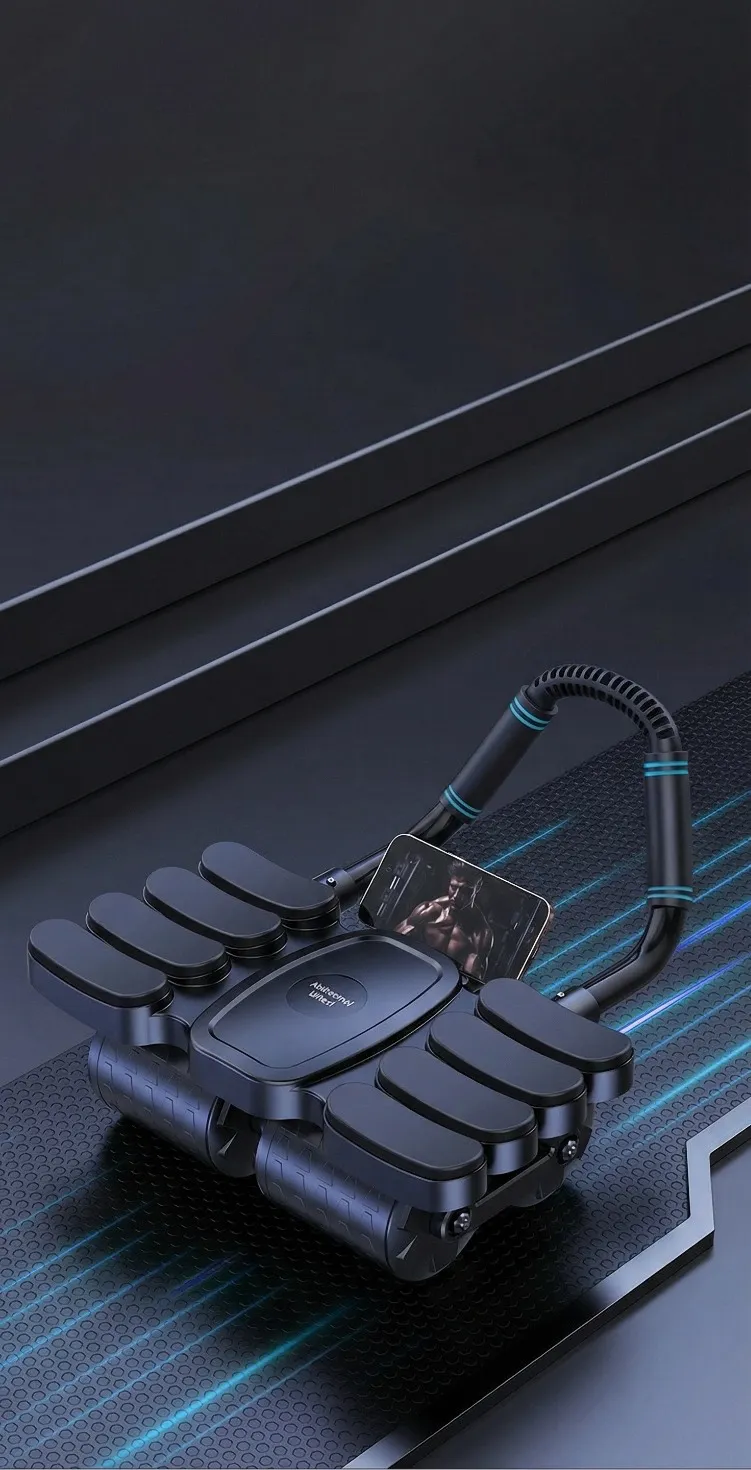 Abs Machine Gym Use Abdominal Core Strength Training 4 Wheel Abdominal Roller Black | Fitness Equipment & Gear | Abdominal Exercisers | 1 Abdominal Roller Wheel Black-1