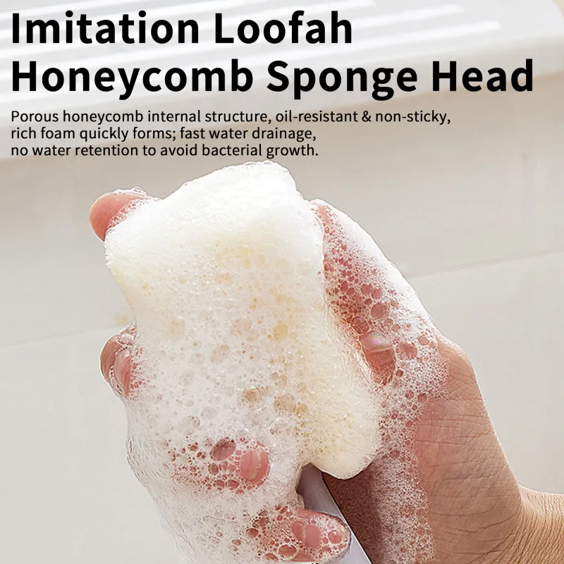 Adjustable Sponge Cleaning Brush Cleaner with Plastic Long Handle Cup Feeding Bottle Scrubber Washing Gray-2